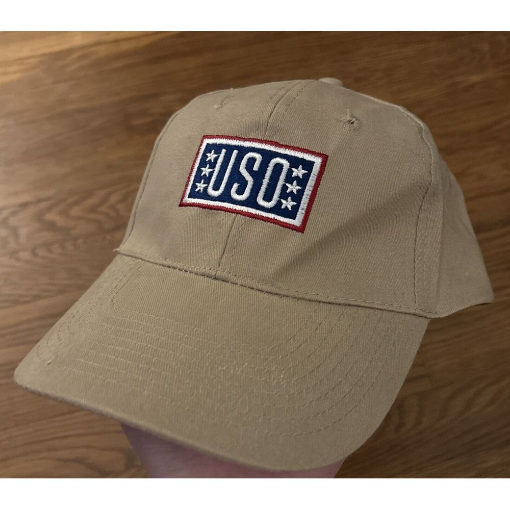 USO Support Our Wounded Heroes Military Tan Khaki  Hat Cap Adjustable USA‎